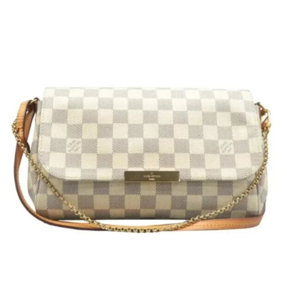 Auth Louis Vuitton Favorite MM White Damier Azur Shoulder Bag 835-110524 - Picture 1 of 16